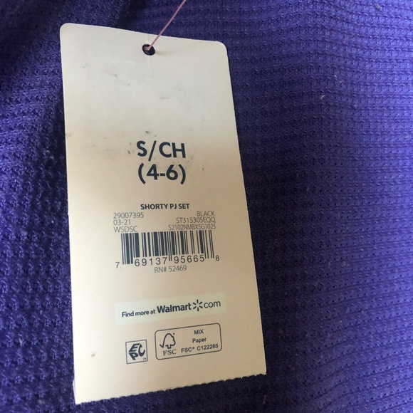 Secret Treasures Black Floral Ditsy Shorty Pajama Set Size Small (4-6) NWT - Picture 7 of 9